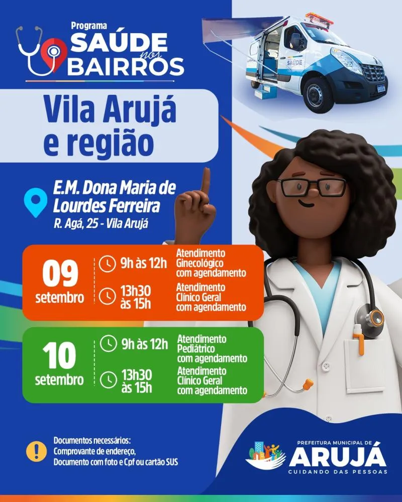 Arujá: Saúde nos Bairros atende Vila Arujá dias 9 e 10