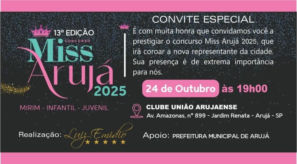 13ª edição do Miss Arujá Infantojuvenil premia jovens talentos entre 5 e 16 anos